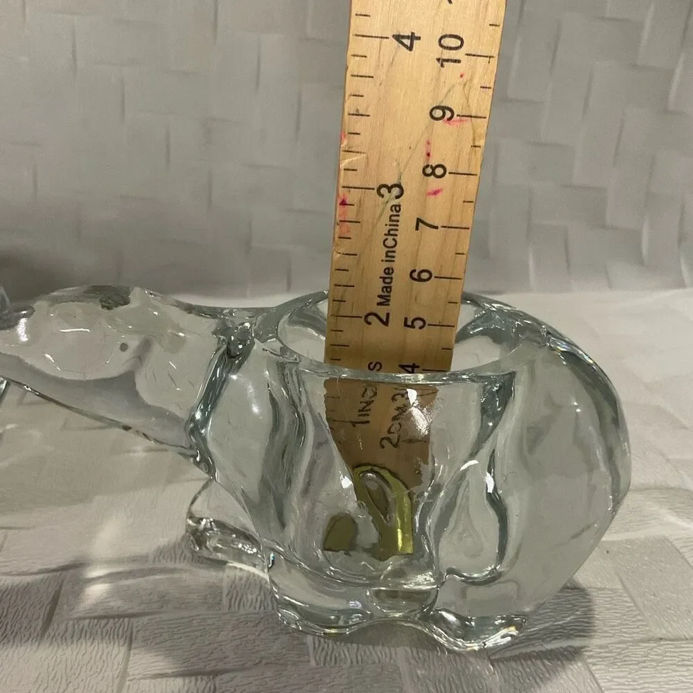 Two Vintage Indiana Glass Clear Glass Polar‎ Bears Votive Candle Holder TeaLight